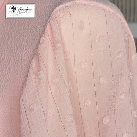 Elle Women's Pink Sheer Swiss Dot Long Sleeve Blouse with Scarf Size L - Picture 8 of 15